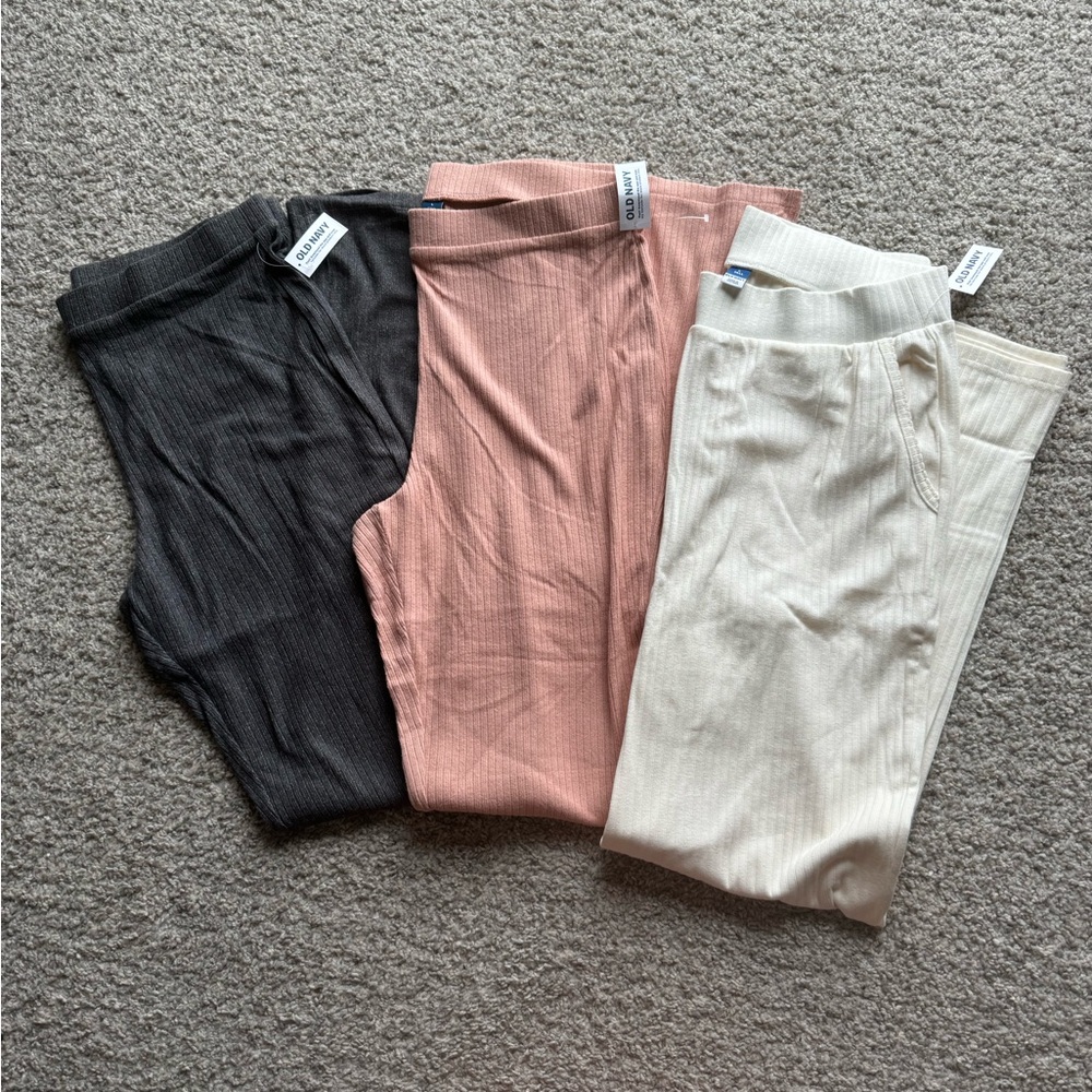 New! Set of 3 flare pants old navy large tall lounge pants cozy pink gray white
